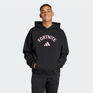 Adidas Fortnite Men's Black Hoodie with Pink Logo